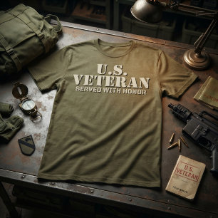 Camiseta Veterano dos EUA Serviu com Honra