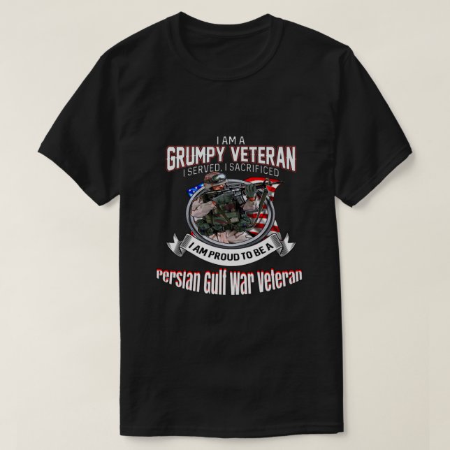 Camiseta Veterano Guerra Persa do Golfo Eu Sou Um Veterano  (Frente do Design)
