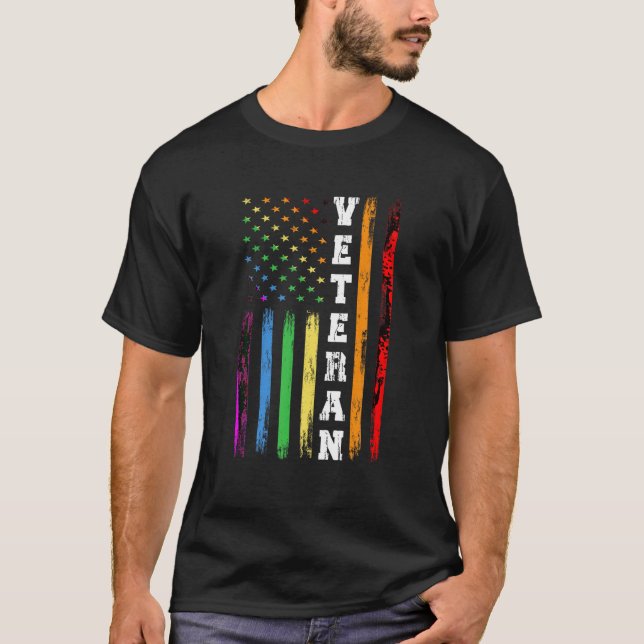Camiseta Veterano LGBTQ Arco-Íris Gay Lésbica Exército dos  (Frente)