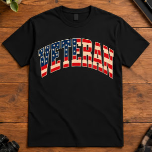 Camiseta Veterano Patriótico Veterano Tipografia Bandeira d