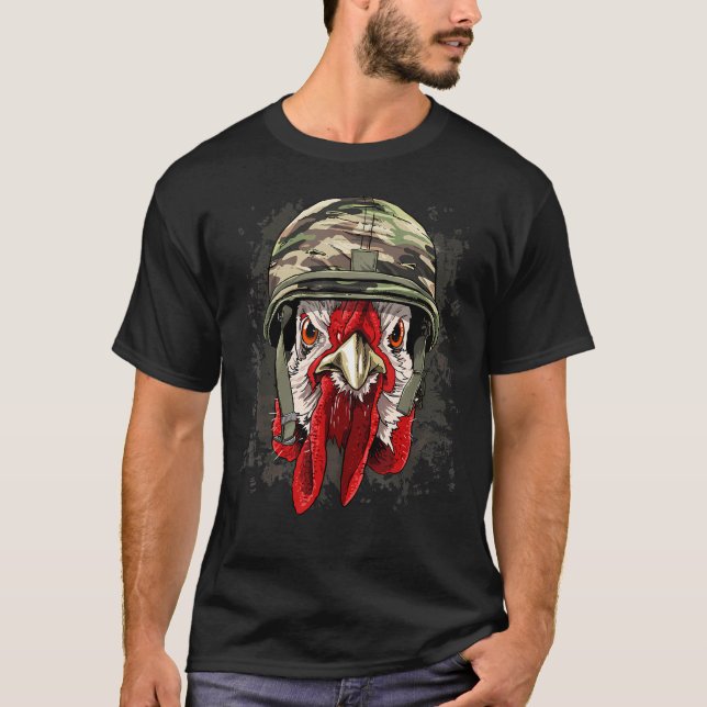 Camiseta Veterano Soldado de Frango Exército Fazenda de Fra (Frente)