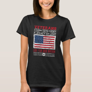 Camiseta Veteranos Adoram Nossa Nação EUA Bandeira Orgulhos