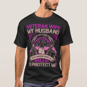 Camiseta Veteranos americanos Meu marido arriscou sua vida 