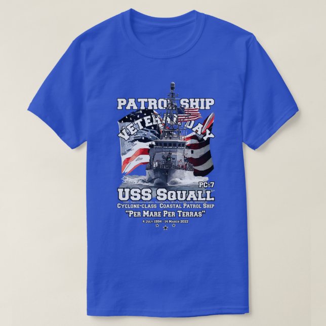 Camiseta Veteranos da patrulha de Marinho PC7 da USS Squall (Frente do Design)
