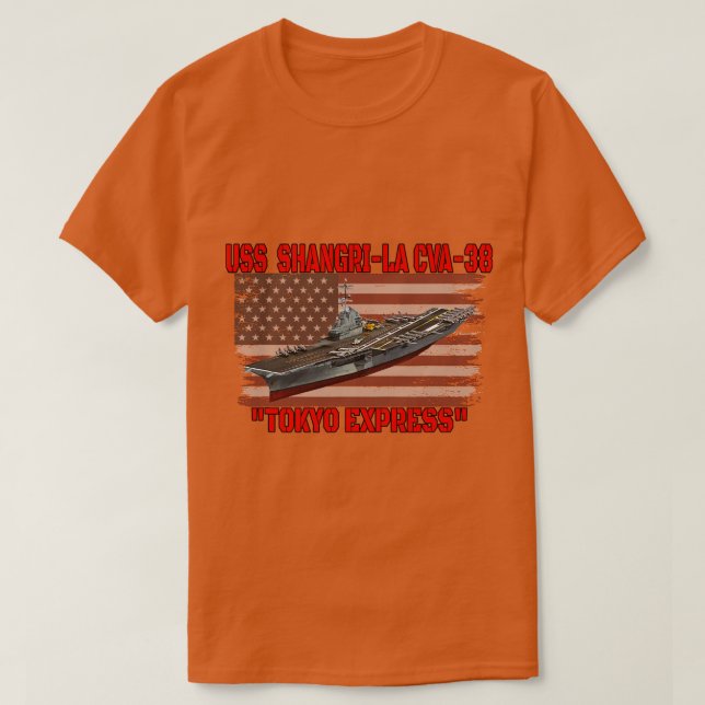 Camiseta Veteranos Day Aircraft rier USS ShangriLa CVA38 Wa (Frente do Design)