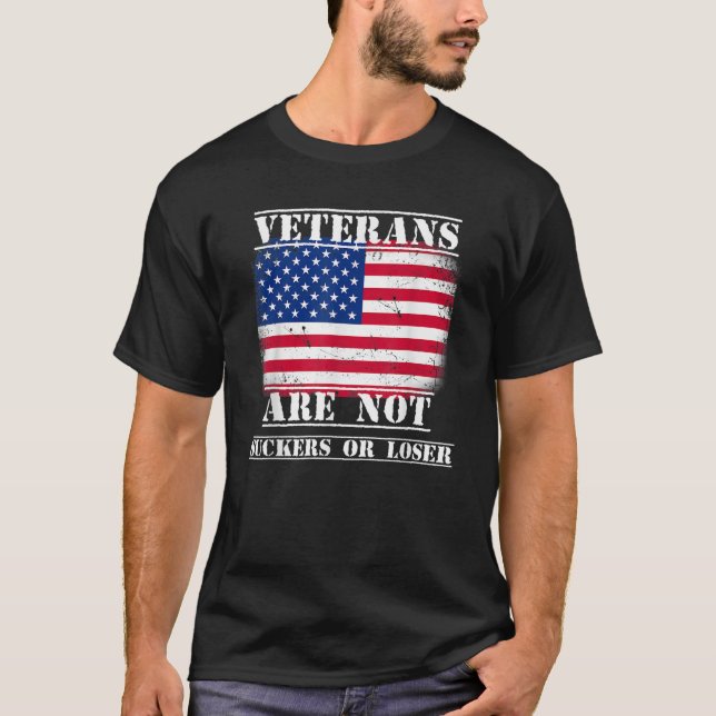 Camiseta Veteranos Não São Suckers Ou Perdedores Anti-Trump (Frente)