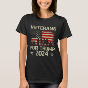 Camiseta Veteranos Para Trump 2024 Bandeira Americana 4 De