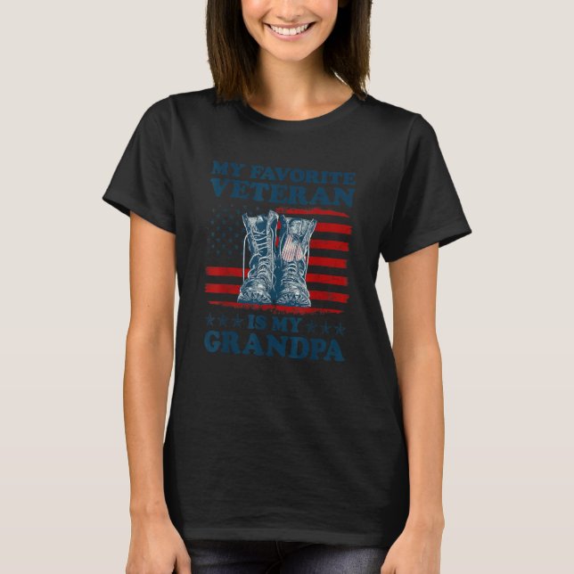 Camiseta Veterans Day American Flag My Favorite Veteran Is  (Frente)