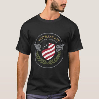 Camiseta Veterans Day Honoring Service Shield Wings