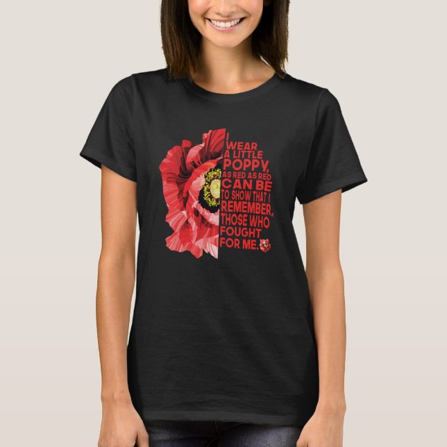 Camiseta Veterans Day Red Poppy I wear a poppy (Frente)