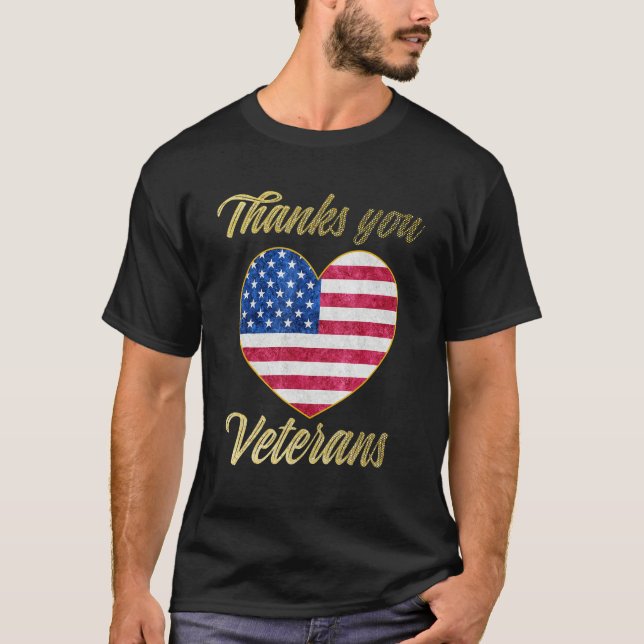 Camiseta Veterans Day with American flag for Men Dad Women  (Frente)