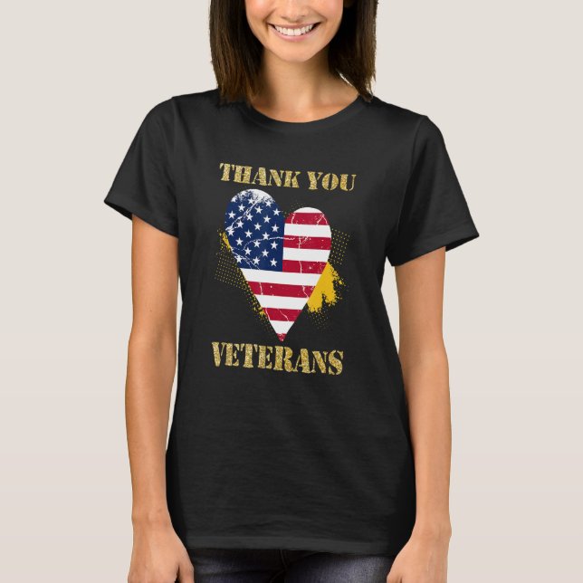 Camiseta Veterans Day with American flag for Men Dad Women  (Frente)
