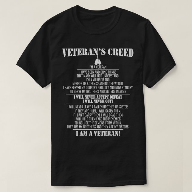 Camiseta Veteranx27s creed Ix27m a veterano 2 (Frente do Design)
