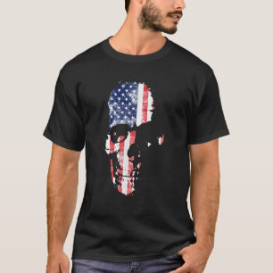 Camiseta Vétero Patriótico Militar de Bandeira do Crânio Am