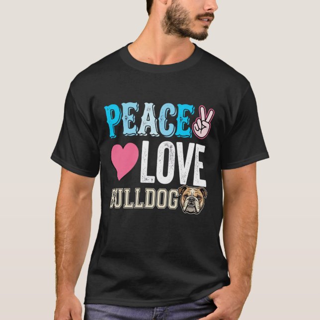 Camiseta Vetor Bulldog Paz Amor (Frente)