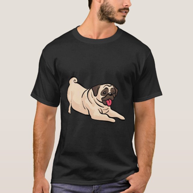 Camiseta Vetor Clássico de Pug Fofo 362 (Frente)