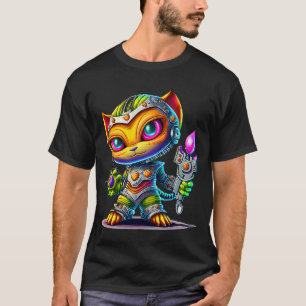 Camiseta Vetor de Abstrato 3D de Gato Colorido Vibrante Cat