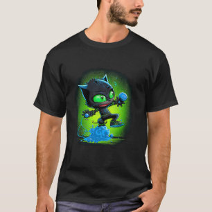 Camiseta Vetor de Abstrato 3D de Gato Colorido Vibrante Cat