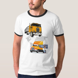 Camiseta Vetor de Caminhão Semi-Reboque Amarelo de Logístic