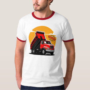 Camiseta Vetor de desafio de construção de caminhão bascula