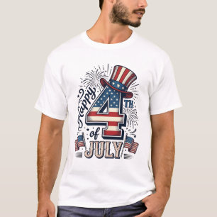 Camiseta Vetor de Desenho de Chapéu Patriótico Vintage Feli