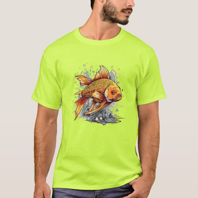 Camiseta Vetor de Design de Peixe Dourado e Illustrator (Frente)