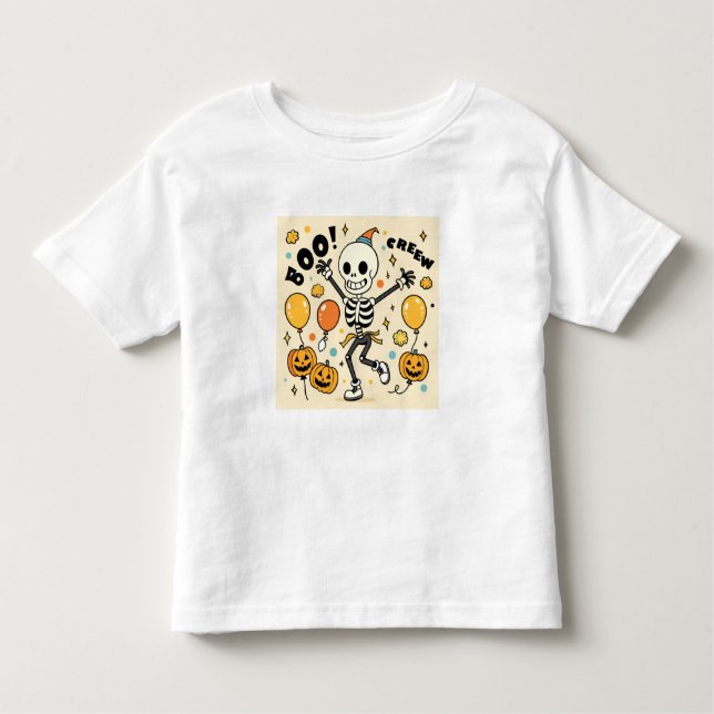 Camiseta Vetor de Halloween do Skeleton de dança divertida  (Frente)
