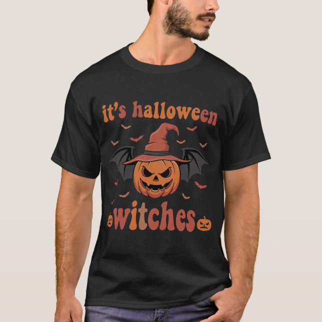 Camiseta Vetor de Morcego de Abóbora de Bruxas de Halloween (Frente)