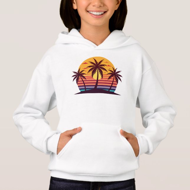 Camiseta Vetor de pôr do sol com palmeiras (Frente)