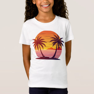 Camiseta Vetor de pôr do sol com palmeiras