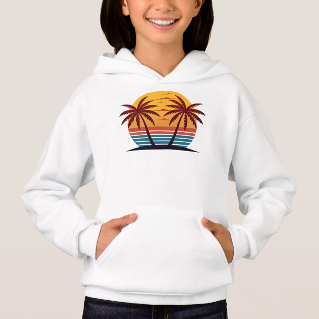 Camiseta Vetor de pôr do sol com palmeiras (Frente)