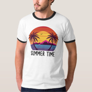 Camiseta Vetor de pôr do sol com palmeiras