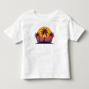 Camiseta Vetor de pôr do sol com palmeiras