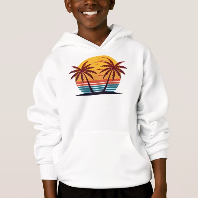 Camiseta Vetor de pôr do sol com palmeiras (Frente)