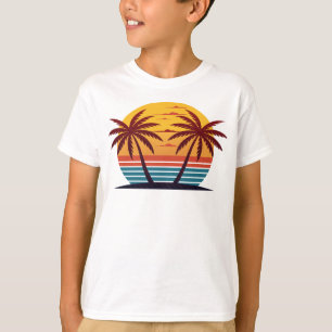 Camiseta Vetor de pôr do sol com palmeiras