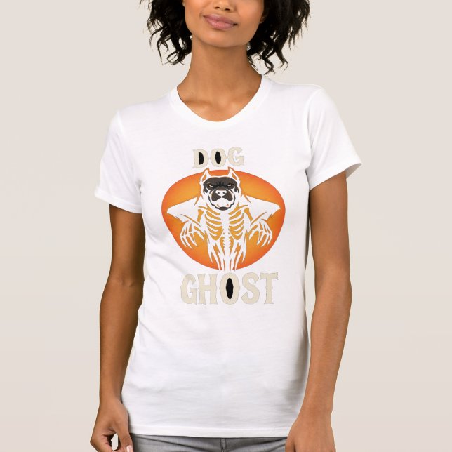 Camiseta Vetor de Terror de Halloween de Fantasma de Cachor (Frente)