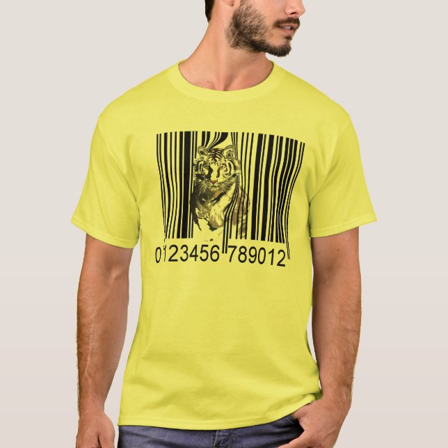 Camiseta Vetor engraçado do código de barras do tigre (Frente)