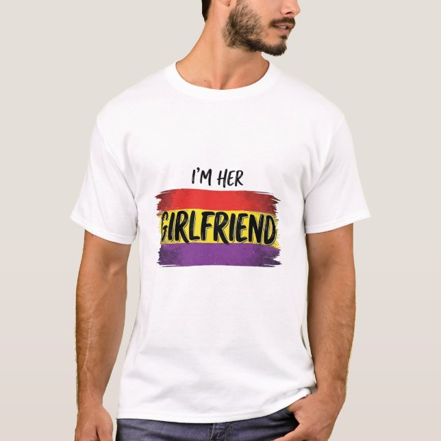 Camiseta Vetorial Arco-íris Orgulho da Namorada De (Frente)