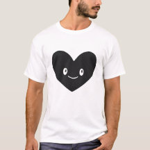 Camiseta Vetorial de Coração Preto Sorrindo Design