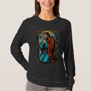 Camiseta Vetorial Figura Religiosa Orando Vintage