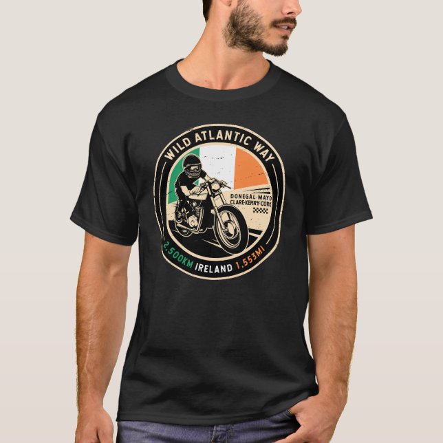 Camiseta Via Atlântica Selvagem | Irlanda | Motociclos (Frente)