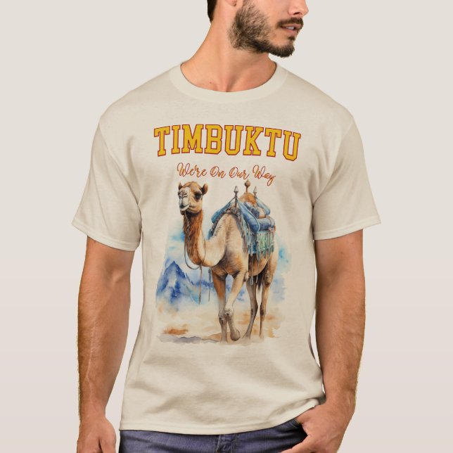 Camiseta Viagem a Timbuktu: Expedição de Camel (Frente)