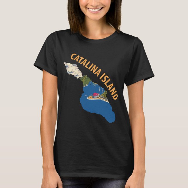 Camiseta Viagem Azul Costeira da Ilha Catalina (Frente)