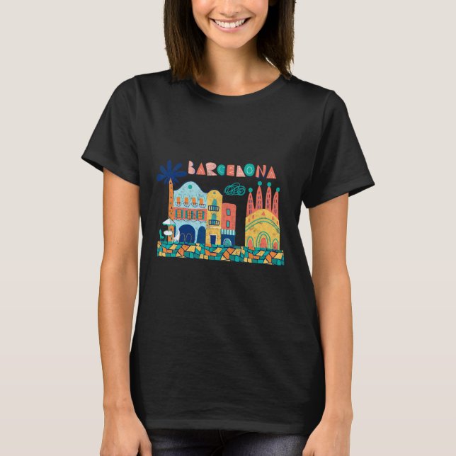 Camiseta Viagem Barcelona Espanha Europa Férias da Família  (Frente)