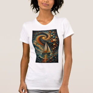 Camiseta Viagem Celestial Micro Mosaico 3D Abstrato do Ba