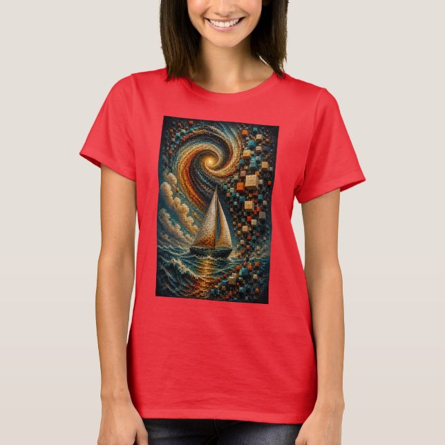 Camiseta Viagem Celestial | Mosaico Micro 3D Abstrato (Frente)
