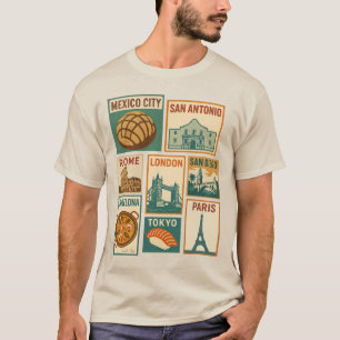 Camiseta Viagem Cities Vintage PoStage Stamp