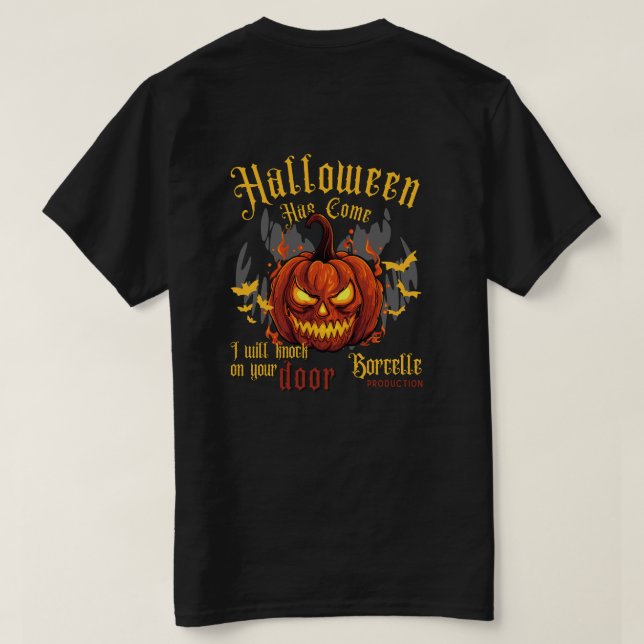 Camiseta Viagem com espíritos assustadores neste Halloween (Verso do Design)