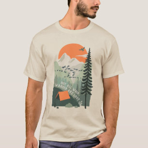 Camiseta Viagem Cotação Paisagem de Camping Arte Retroativa