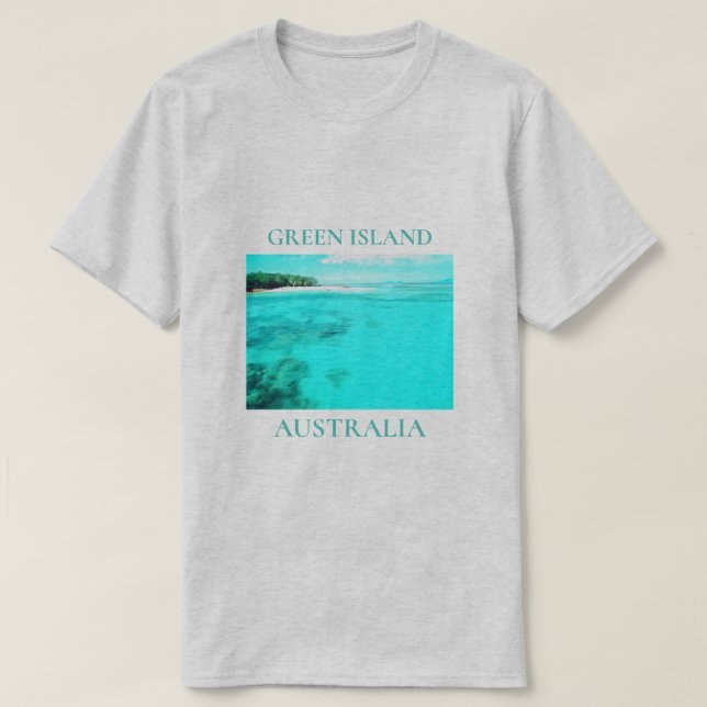 Camiseta Viagem da Austrália em Queensland, Ilha Verde (Frente do Design)